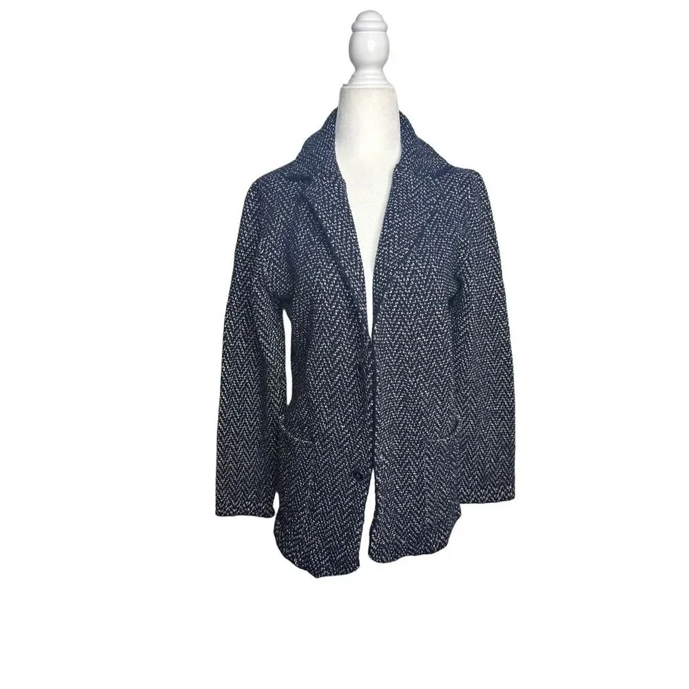 Massimo Dutti Knit Wool Blend Collared Blazer Sweater Jacket Size‎ Small Women's